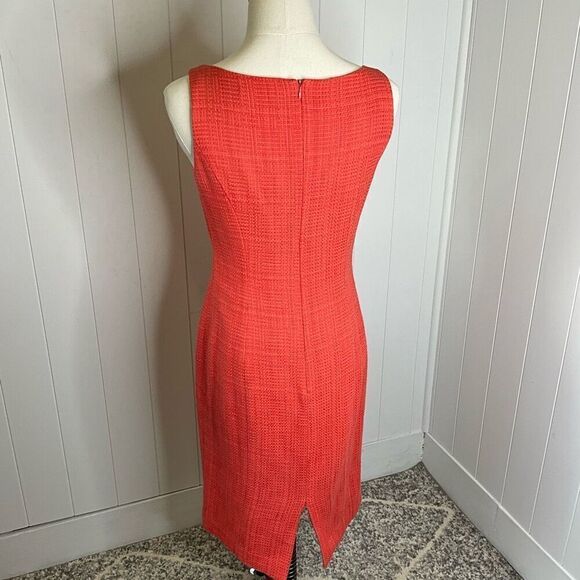 Ellen Tracy Women Size 6 Two Piece Tank Dress & Jacket Red Button Front Textured - Picture 12 of 16